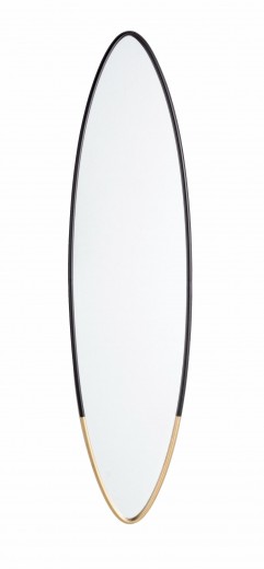 Oglinda decorativa cu rama metalica, Reflix Oval Negru / Auriu, l25xH100 cm