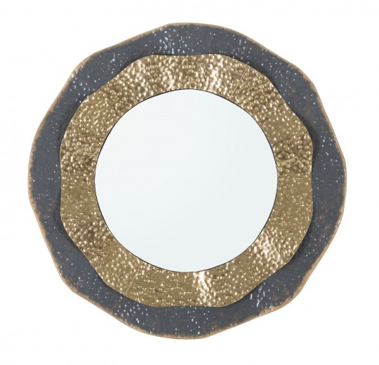 Oglinda decorativa cu rama metalica, Shai Dark Multicolor, Ø65,5 cm