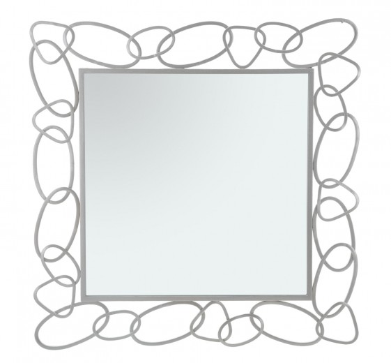 Oglinda decorativa cu rama metalica, Silver Chain Argintiu, l84xH84 cm