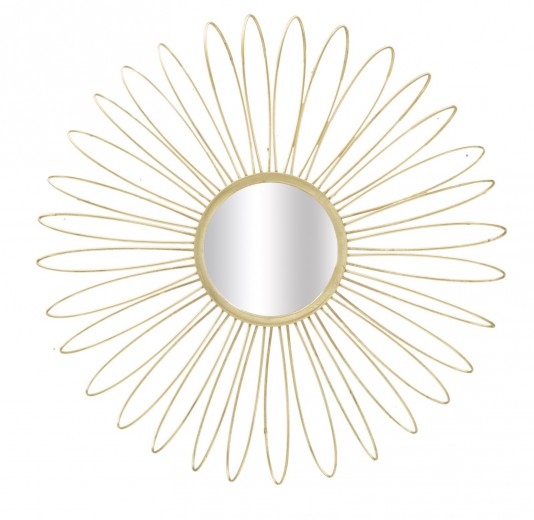 Oglinda decorativa din metal Daisy Auriu, Ø92 cm