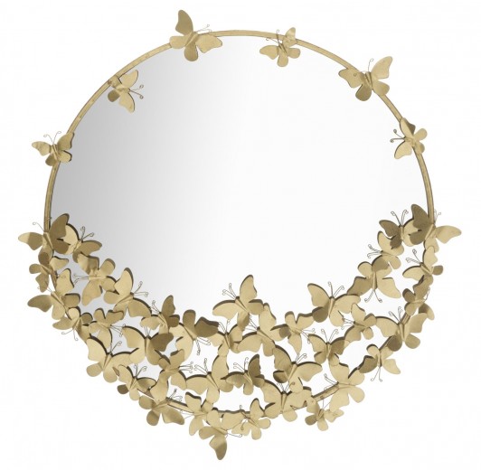 Oglinda decorativa din metal Butterfly Auriu, Ø91 cm