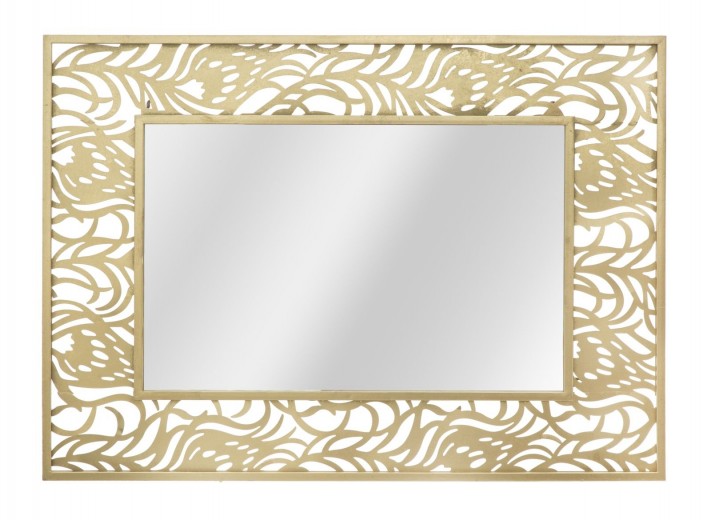 Oglinda decorativa din metal Carving Glam Auriu, l106,5xH76,5 cm