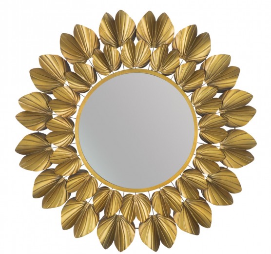 Oglinda decorativa din metal Goldy Auriu, Ø78,5 cm
