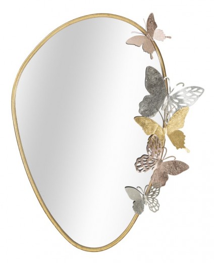 Oglinda decorativa din metal, Oval Auriu, l58,5xH71,5 cm