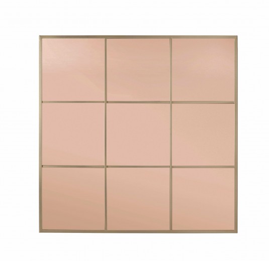 Oglinda decorativa din metal si MDF, Planet Square, l90xH90 cm