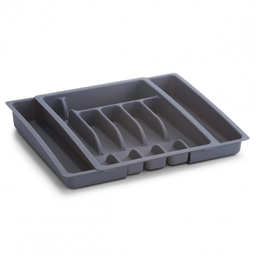 Organizator pentru tacamuri, din plastic, Tray Gri, 6-8 compartimente, L29-48xl38xH6,5 cm