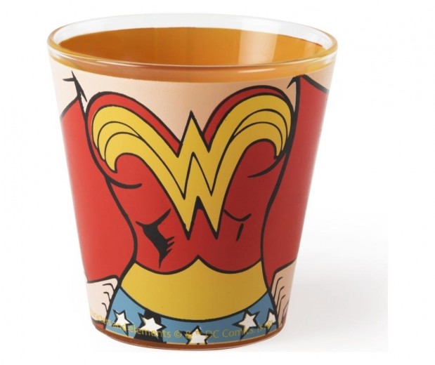 Pahar din sticla 250 ml, Ø8,5xH9 cm, Superhero Wonder Woman