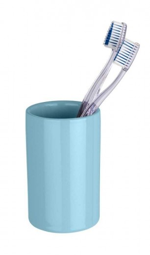 Pahar pentru periuta de dinti, din ceramica, Polaris Albastru Pastel, Ø7,5xH11,2 cm