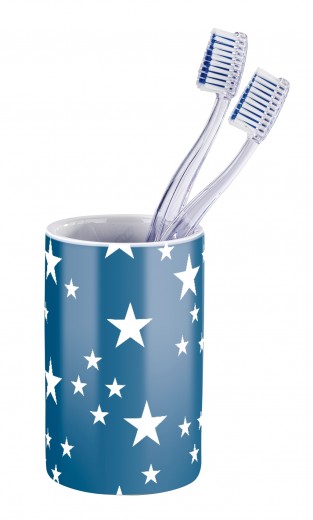 Pahar pentru periuta de dinti, din ceramica, Stella Albastru, Ø6,5xH11 cm
