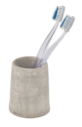Pahar pentru periuta de dinti, din ciment, Villena Gri, Ø7,4xH9,5 cm
