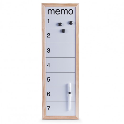 Panou magnetic cu rama de lemn si 4 accesorii, Magnetic Board Memo Natural, L60xl20 cm