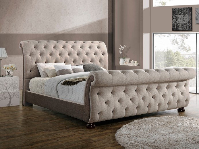 Pat premium tapitat cu stofa Bellini Dark Beige