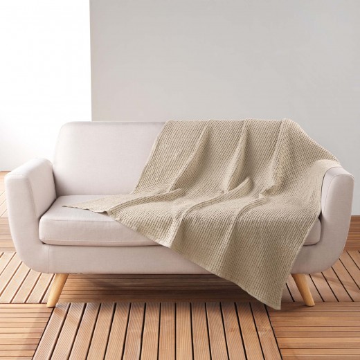 Patura decorativa Gaufrette Bej, 125 x 150 cm