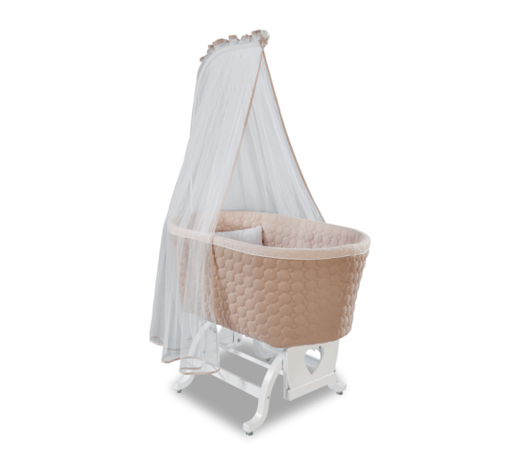 Patut cu sistem de leganare, pentru bebe Baby Cotton White / Cream, 80 x 45 cm