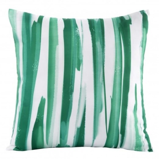 Perna decorativa cu husa detasabila Strips Verde / Alb, 45 x 45 cm