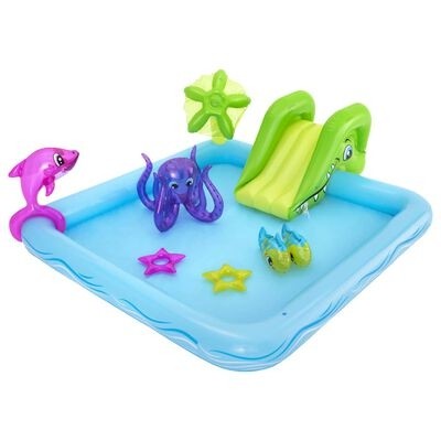 Piscina gonflabila cu loc de joaca pentru copii, Fantastic Aquarium Multicolor, L239xl206xH86 cm