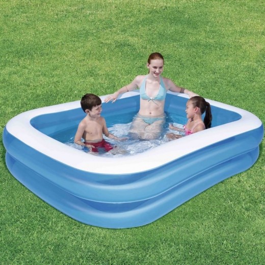 Piscina gonflabila pentru copii, Bestway Swimming Pool Rectangular Albastru / Alb, L211xl132xH46 cm