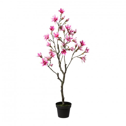 Planta artificiala in ghiveci, Magnolia Tree Roz, H135 cm