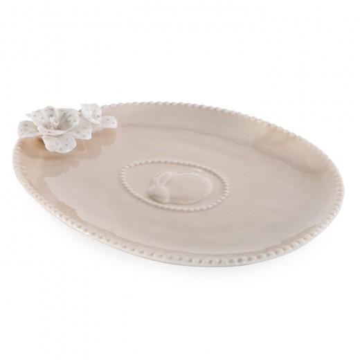 Platou decorativ din portelan Easter Bej, L20xl15xH3 cm