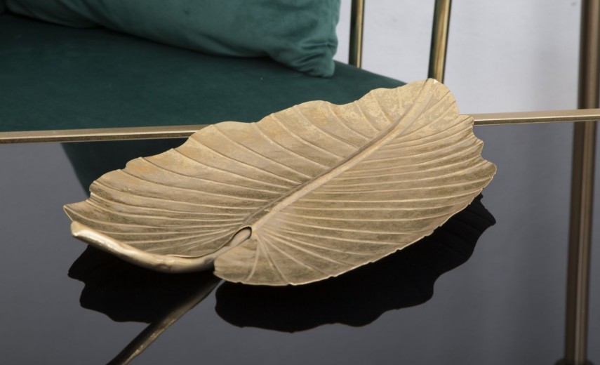 Platou decorativ metalic Glam Leaf A Auriu, L35,5xl23xH2 cm