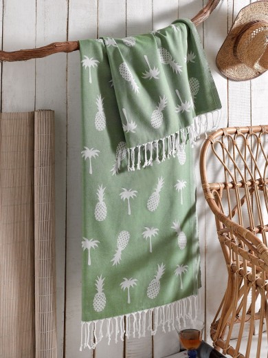 Prosop de spa din bumbac, Ananas Verde, 100 x 180 cm
