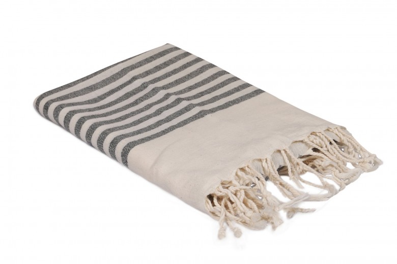 Prosop de spa din bumbac, Natur Alb / Negru, 90 x 170 cm
