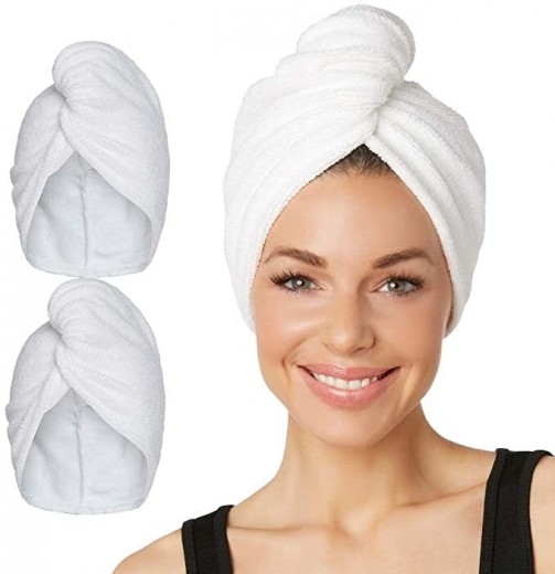 Prosop tip turban Happy Alb, 25 x 61 cm