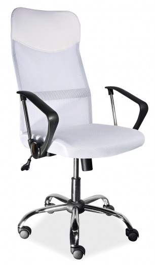 Scaun de birou ergonomic tapitat cu stofa Qwin-025 White, l62xA50xH107-116 cm
