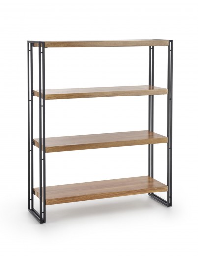 Raft din MDF si metal, Bolevarids Reg-1 Stejar Auriu / Negru, l100xA30xH120 cm