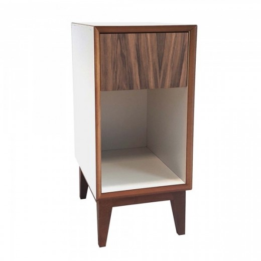 Noptiera din MDF, cu 1 sertar Pix Small White / Wooden, l30xA40xH50 cm