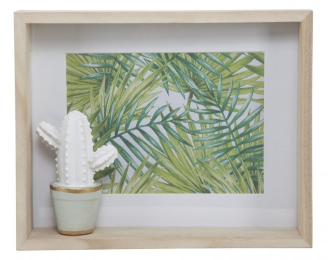 Rama foto decorativa din MDF Cactus Natural, 26 x 21 cm