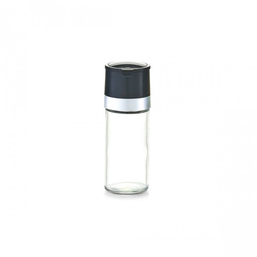 Rasnita sare / piper din sticla, Classic Transparent / Negru, Ø4,5xH12,5 cm