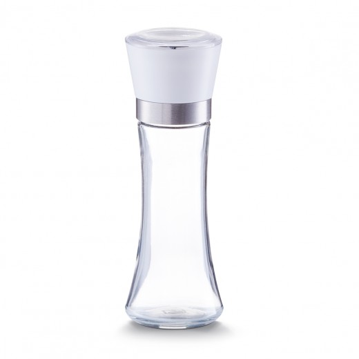 Rasnita sare / piper din sticla si plastic, Large White Ø 6,5xH19,5 cm