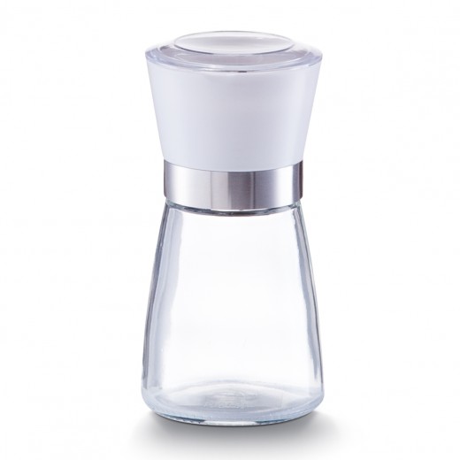Rasnita sare / piper din sticla si plastic, Small White Ø 6,5xH13,6 cm