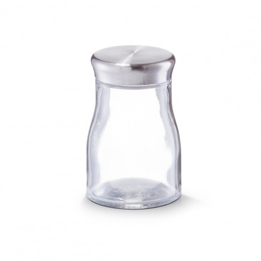 Recipient pentru condimente din sticla si inox, Transparent 140 ml, Ø 6xH9,5 cm