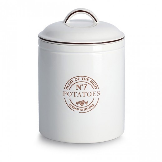 Recipient pentru depozitare cu capac, din ceramica, Potatoes Large Alb, 2900 ml, Ø17,5xH24,5 cm