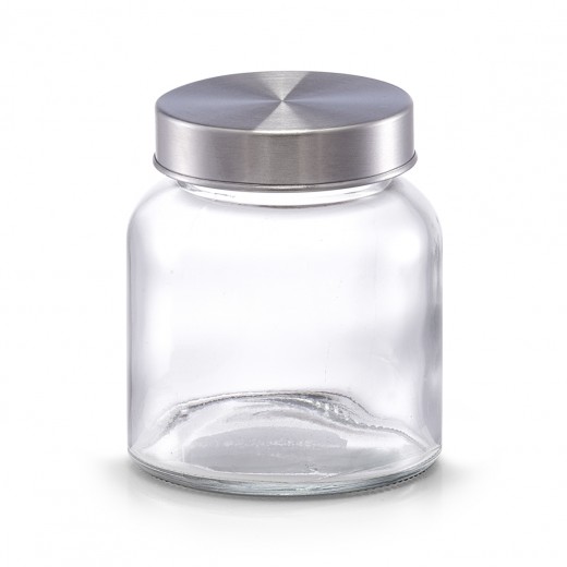 Recipient pentru depozitare din sticla Mini, capac metalic, 220 ml, Ø 7,5xH8,5 cm