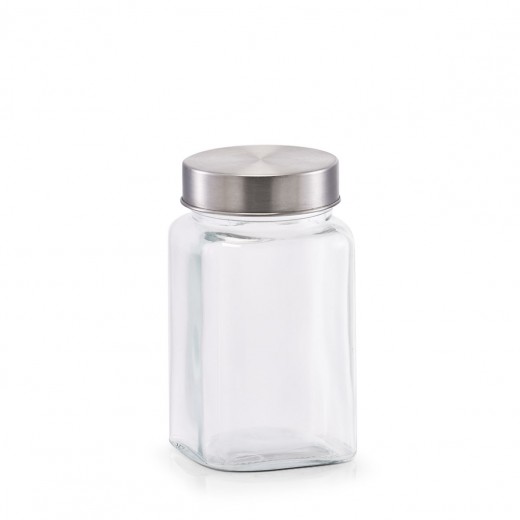 Recipient pentru depozitare din sticla Mini, capac metalic, 420 ml, Ø7,5xH13 cm