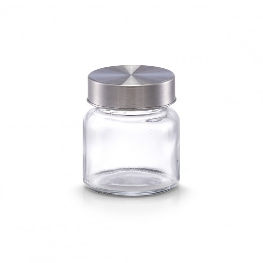 Recipient pentru depozitare din sticla Mini, capac metalic, 75 ml, Ø 5,6xH6,3 cm