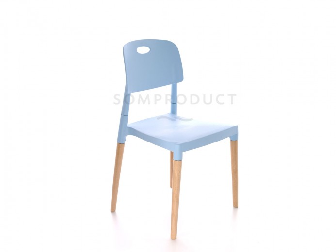 Scaun din plastic cu picioare din lemn Deo Albastru, l47xA48xH82,5 cm