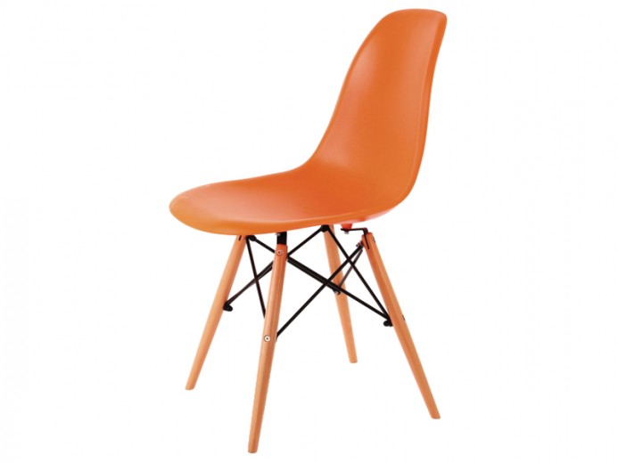 Scaun din plastic cu picioare din lemn Ensio Orange / Beech, l43xA42xH83 cm