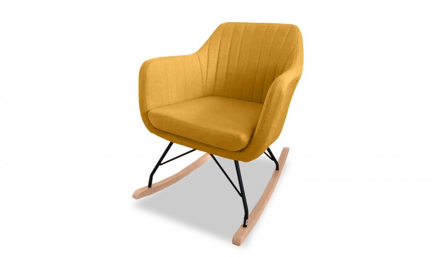 Scaun balansoar tapitat cu stofa, cu picioare metalice Katell Mustard, l61xA78xH75 cm