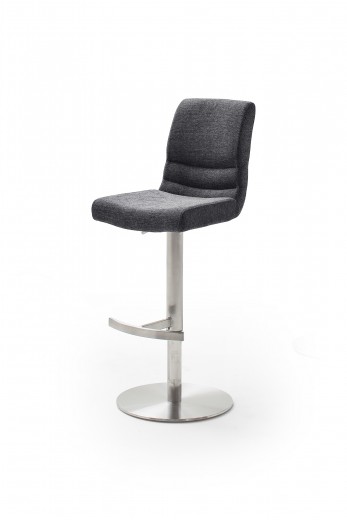 Scaun de bar rotativ tapitat cu stofa si picior metalic, Montera Antracit / Crom, l40xA55xH91-116 cm