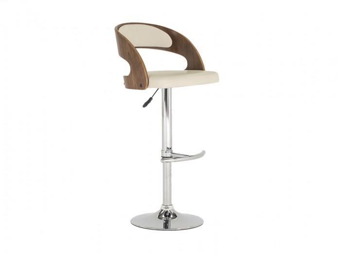 Scaun de bar tapitat cu piele ecologica, cu picior metalic Flair Brown / Cream, l46xA41xH109 cm