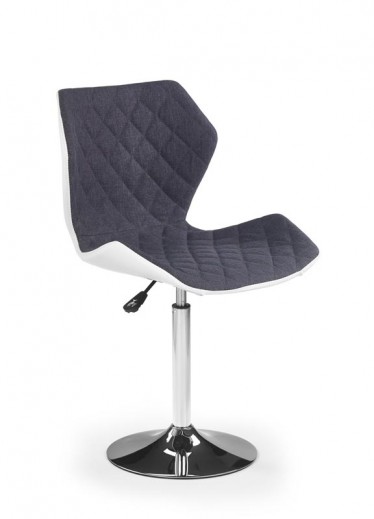 Scaun de bar tapitat cu piele ecologica si stofa Maxie II Gri / Alb, l48xA53xH92-104 cm