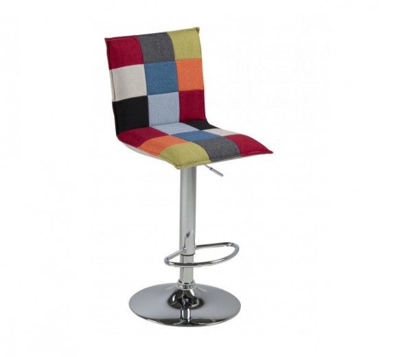 Scaun de bar tapitat cu stofa, cu picior metalic Anela Multicolor, l40xA47xH113 cm