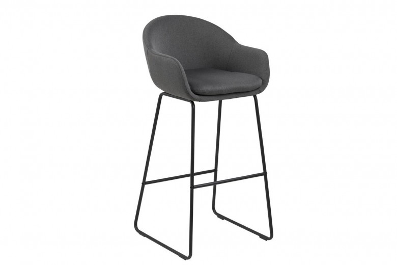 Scaun de bar tapitat cu stofa si picioare metalice Ally Gri Inchis / Negru, l54xA54xH100 cm