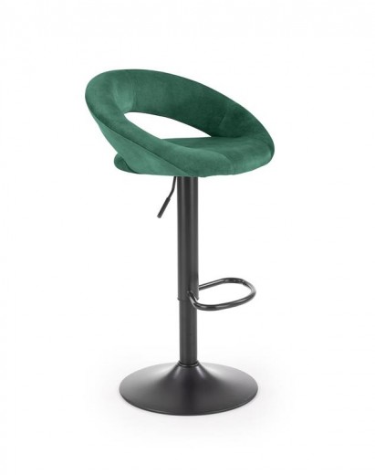 Scaun de bar tapitat cu stofa si picior metalic, Hoku-102 Velvet Verde Inchis / Negru, l53xA48xH78-100 cm