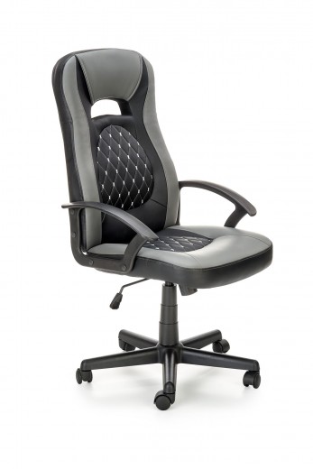 Scaun de birou directorial tapitat cu piele ecologica, Castalia Gri / Negru, l60xA64xH107-117 cm
