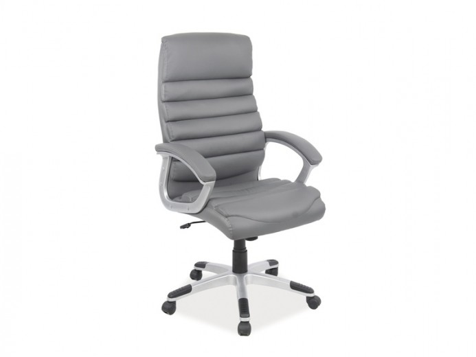 Scaun de birou directorial tapitat cu piele ecologica, Qwin-087 Gri, l66xA50xH115-125 cm